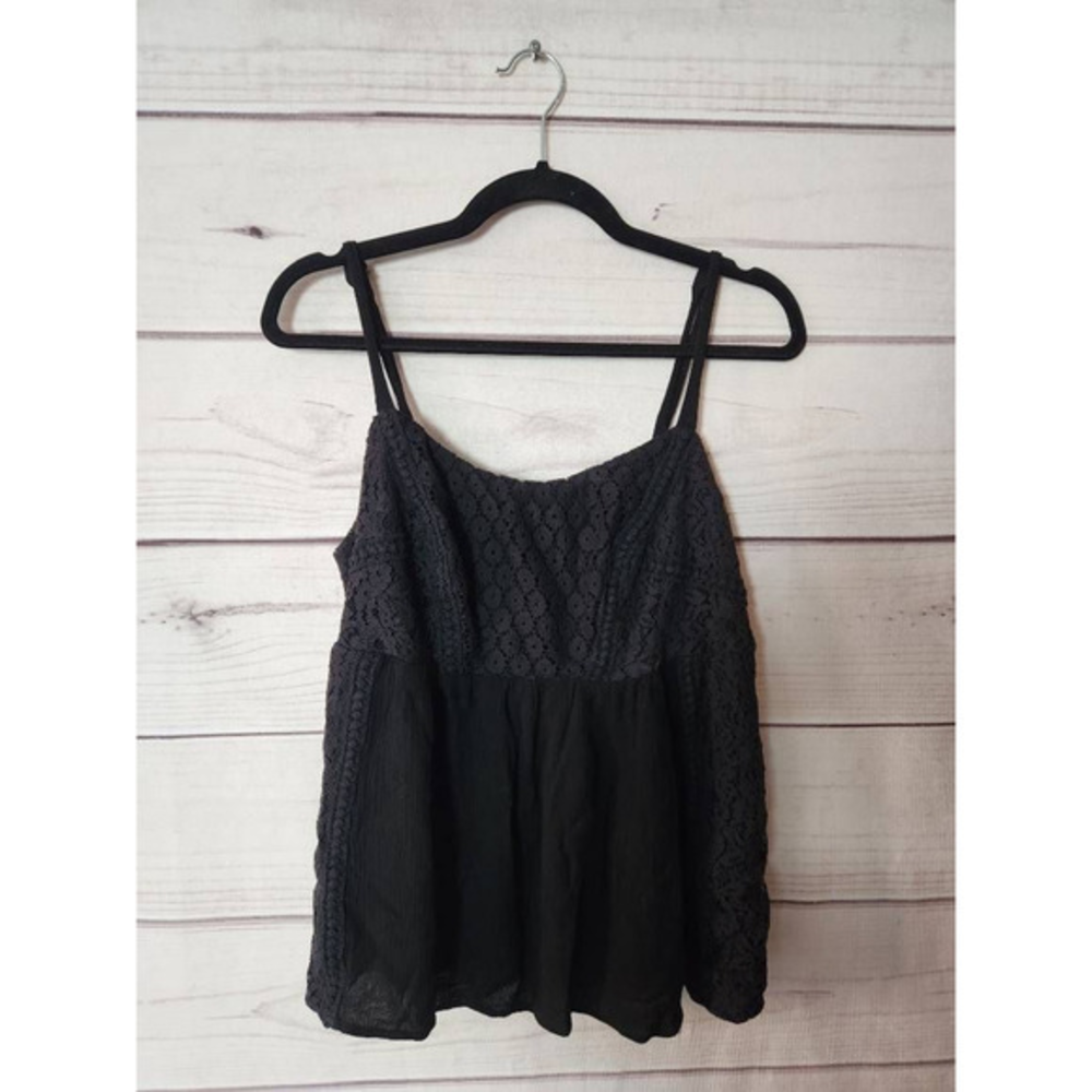Torrid Womens Camisole Cami Top Black Spaghetti Strap Layered Lace Rayon Plus 1X